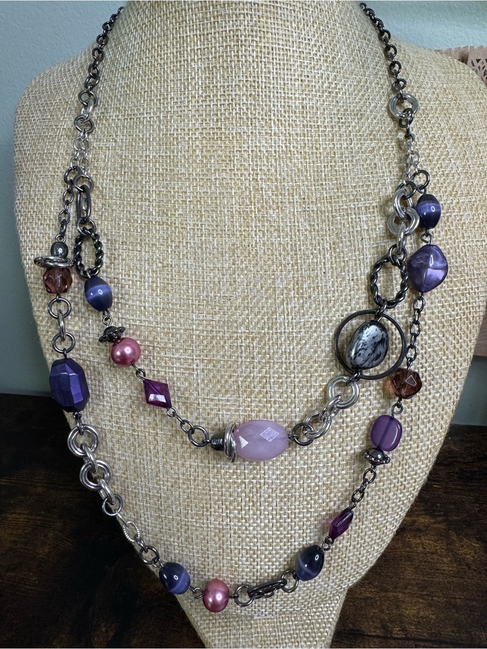 Lia Sophia Retired PURPLE HAZE Necklace Multi-Strand Beaded New